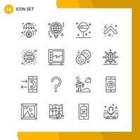 16 Icon Set. Line Style Icon Pack. Outline Symbols isolated on White Backgound for Responsive Website Designing. vector