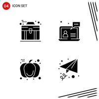 Collection of 4 Vector Icons in solid style. Pixle Perfect Glyph Symbols for Web and Mobile. Solid Icon Signs on White Background. 4 Icons.