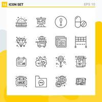 colección de 16 iconos de líneas universales. conjunto de iconos para web y móvil. vector