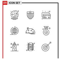 9 General Icons for website design print and mobile apps. 9 Outline Symbols Signs Isolated on White Background. 9 Icon Pack. vector