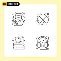 4 Creative Icons for Modern website design and responsive mobile apps. 4 Outline Symbols Signs on White Background. 4 Icon Pack. vector