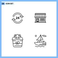 4 Icons. Line style Creative Outline Symbols. Black Line Icon Sign Isolated on White Background. vector