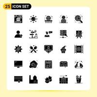 25 íconos creativos para el diseño moderno de sitios web y aplicaciones móviles receptivas. 25 signos de símbolos de glifo sobre fondo blanco. Paquete de 25 iconos. vector