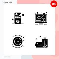 Vector Pack of 4 Icons in Solid Style. Creative Glyph Pack isolated on White Background for Web and Mobile.