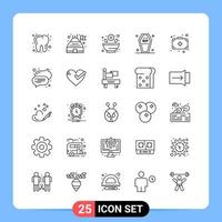 25 Line Black Icon Pack Outline Symbols for Mobile Apps isolated on white background. 25 Icons Set. vector