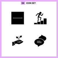 4 Icons in Solid Style. Glyph Symbols on White Background. Creative Vector Signs for Web mobile and Print.