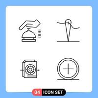 4 Line Black Icon Pack Outline Symbols for Mobile Apps isolated on white background. 4 Icons Set. vector