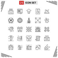 25 Icons Line Style. Grid Based Creative Outline Symbols for Website Design. Simple Line Icon Signs Isolated on White Background. 25 Icon Set. vector