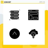 Collection of 4 Universal Solid Icons. Icon Set for Web and Mobile. vector