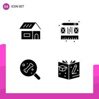 Glyph Icon set. Pack of 4 Solid Icons isolated on White Background for responsive Website Design Print and Mobile Applications. vector