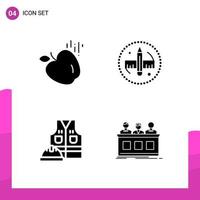 Glyph Icon set. Pack of 4 Solid Icons isolated on White Background for responsive Website Design Print and Mobile Applications. vector