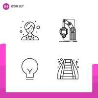 Outline Icon set. Pack of 4 Line Icons isolated on White Background for responsive Website Design Print and Mobile Applications. vector