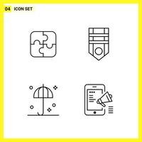 4 Icon Set. Simple Line Symbols. Outline Sign on White Background for Website Design Mobile Applications and Print Media. vector