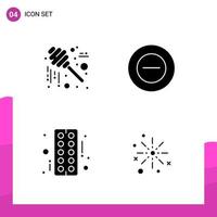 Glyph Icon set. Pack of 4 Solid Icons isolated on White Background for responsive Website Design Print and Mobile Applications. vector