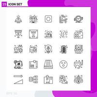 conjunto de iconos de línea. paquete de 25 iconos de contorno aislados en fondo blanco para impresión web y móvil. vector