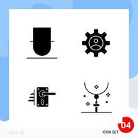 Modern Pack of 4 Icons. Solid Glyph Symbols isolated on White Backgound for Website designing vector