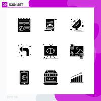 Solid Icon set. Pack of 9 Glyph Icons isolated on White Background for Web Print and Mobile. vector