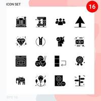 Vector Pack of 16 Icons in Solid Style. Creative Glyph Pack isolated on White Background for Web and Mobile.