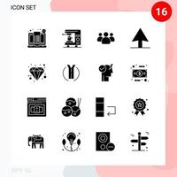 paquete de vectores de 16 iconos en estilo sólido. paquete de glifos creativos aislado en fondo blanco para web y móvil.