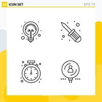 Collection of 4 Universal Line Icons. Icon Set for Web and Mobile. vector