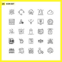 25 conjunto de iconos. símbolos de línea simple. signo de contorno sobre fondo blanco para aplicaciones móviles de diseño de sitios web y medios impresos. vector