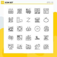 colección de 25 iconos de líneas universales. conjunto de iconos para web y móvil. vector