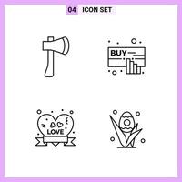 4 Icons in Line Style. Outline Symbols on White Background. Creative Vector Signs for Web mobile and Print.