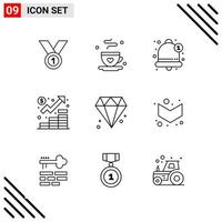 Pixle Perfect Set of 9 Line Icons. Outline Icon Set for Webite Designing and Mobile Applications Interface. vector