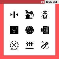 9 Icon Pack Solid Style Glyph Symbols on White Background. Simple Signs for general designing. vector