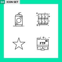 Pack of 4 Line Style Icon Set. Outline Symbols for print. Creative Signs Isolated on White Background. 4 Icon Set. vector