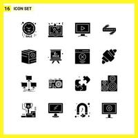 16 conjunto de iconos. símbolos sólidos simples. signo de glifo sobre fondo blanco para aplicaciones móviles de diseño de sitios web y medios impresos. vector