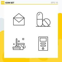 Collection of 4 Universal Line Icons. Icon Set for Web and Mobile. vector