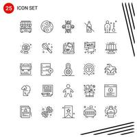 colección de 25 iconos vectoriales en estilo de línea. símbolos de contorno perfectos de píxeles para web y móvil. signos de icono de línea sobre fondo blanco. 25 iconos. vector