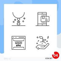 Modern Pack of 4 Icons. Line Outline Symbols isolated on White Backgound for Website designing vector