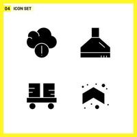 4 Icon Set. Simple Solid Symbols. Glyph Sign on White Background for Website Design Mobile Applications and Print Media. vector