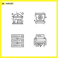 4 Icon Set. Simple Line Symbols. Outline Sign on White Background for Website Design Mobile Applications and Print Media. vector