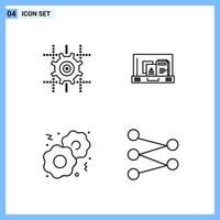 4 Icons. Line style Creative Outline Symbols. Black Line Icon Sign Isolated on White Background. vector