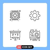 4 Line Black Icon Pack Outline Symbols for Mobile Apps isolated on white background. 4 Icons Set. vector