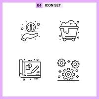 4 Icons in Line Style. Outline Symbols on White Background. Creative Vector Signs for Web mobile and Print.