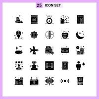 25 iconos en estilo sólido. símbolos de glifo sobre fondo blanco. signos vectoriales creativos para web móvil e impresión. vector