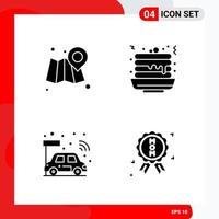 Creative Set of 4 Universal Glyph Icons isolated on White Background vector