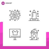 Outline Icon set. Pack of 4 Line Icons isolated on White Background for responsive Website Design Print and Mobile Applications. vector