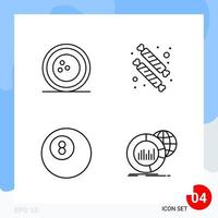 Modern Pack of 4 Icons. Line Outline Symbols isolated on White Backgound for Website designing vector