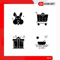 Creative Set of 4 Universal Glyph Icons isolated on White Background vector