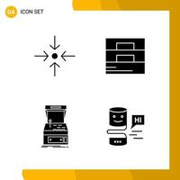 4 Icon Set. Solid Style Icon Pack. Glyph Symbols isolated on White Backgound for Responsive Website Designing. vector