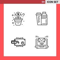 4 Icon Pack Line Style Outline Symbols on White Background. Simple Signs for general designing. vector