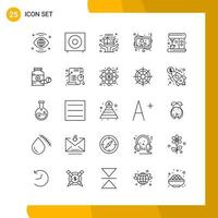 25 Icon Set. Line Style Icon Pack. Outline Symbols isolated on White Backgound for Responsive Website Designing. vector