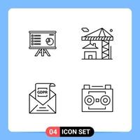 4 Line Black Icon Pack Outline Symbols for Mobile Apps isolated on white background. 4 Icons Set. vector