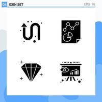 Modern 4 solid style icons. Glyph Symbols for general use. Creative Solid Icon Sign Isolated on White Background. 4 Icons Pack. vector