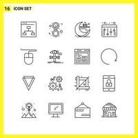 16 Icon Set. Simple Line Symbols. Outline Sign on White Background for Website Design Mobile Applications and Print Media. vector